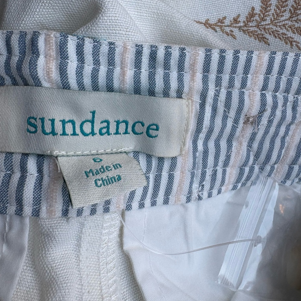 Sundance Living Benicia Pleated Pants Embroidered Cotton Linen - Picture 6 of 6